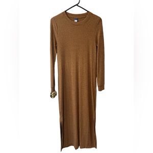 Old Navy Brown Ribbed Long Sleeve Maxi Dress - Size Small